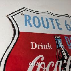 Vintage Route 66 Coca Cola Porcelain Sign Gas Pump Soda Diner Sign