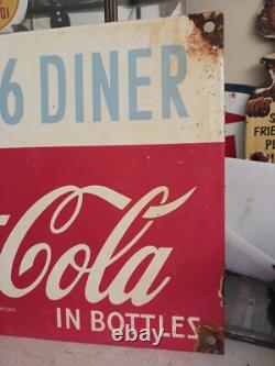 Vintage Route 66 Coca Cola Porcelain Sign Gas Pump Soda Diner Sign