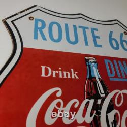 Vintage Route 66 Coca Cola Porcelain Sign Gas Pump Soda Diner Sign