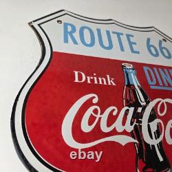Vintage Route 66 Coca Cola Porcelain Sign Gas Pump Soda Diner Sign