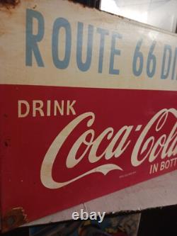 Vintage Route 66 Coca Cola Porcelain Sign Gas Pump Soda Diner Sign