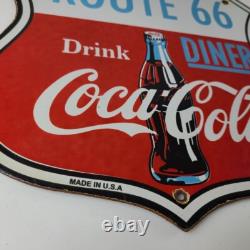 Vintage Route 66 Coca Cola Porcelain Sign Gas Pump Soda Diner Sign