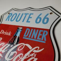 Vintage Route 66 Coca Cola Porcelain Sign Gas Pump Soda Diner Sign