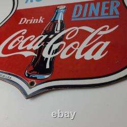 Vintage Route 66 Coca Cola Porcelain Sign Gas Pump Soda Diner Sign