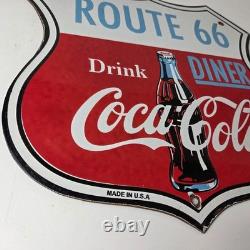 Vintage Route 66 Coca Cola Porcelain Sign Gas Pump Soda Diner Sign