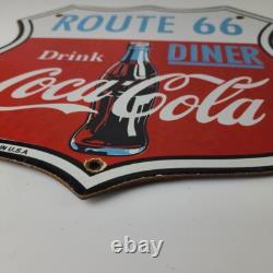 Vintage Route 66 Coca Cola Porcelain Sign Gas Pump Soda Diner Sign