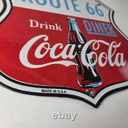 Vintage Route 66 Coca Cola Porcelain Sign Gas Pump Soda Diner Sign