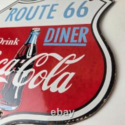 Vintage Route 66 Coca Cola Porcelain Sign Gas Pump Soda Diner Sign