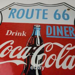 Vintage Route 66 Coca Cola Porcelain Sign Gas Pump Soda Diner Sign