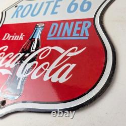 Vintage Route 66 Coca Cola Porcelain Sign Gas Pump Soda Diner Sign