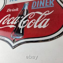 Vintage Route 66 Coca Cola Porcelain Sign Gas Pump Soda Diner Sign
