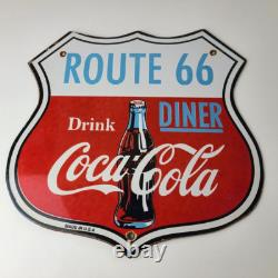 Vintage Route 66 Coca Cola Porcelain Sign Gas Pump Soda Diner Sign