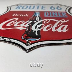Vintage Route 66 Coca Cola Porcelain Sign Gas Pump Soda Diner Sign