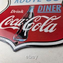 Vintage Route 66 Coca Cola Porcelain Sign Gas Pump Soda Diner Sign