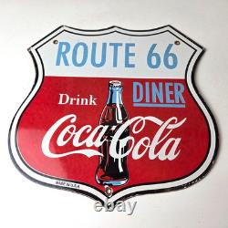 Vintage Route 66 Coca Cola Porcelain Sign Gas Pump Soda Diner Sign