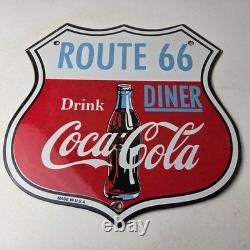 Vintage Route 66 Coca Cola Porcelain Sign Gas Pump Soda Diner Sign Vintage Route 66 Coca Cola Porcelain Sign Gas Pump Soda Diner Sign