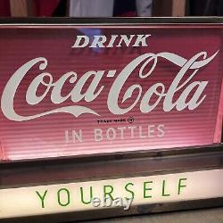 Vintage SERVE YOURSELF COCA COLA Lighted Fountain Sign With Clock
