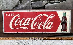 Vintage SST Drink Coca Cola Red Arrow & Coke Bottle MCA Advertising Sign, 1950s