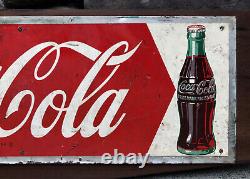 Vintage SST Drink Coca Cola Red Arrow & Coke Bottle MCA Advertising Sign, 1950s
