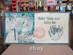 Vintage Serve Coca Cola Sign Of Good Taste Make Cook-outs Extra Fun Large Sign