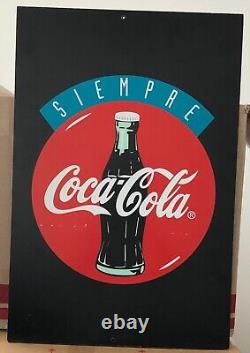 Vintage Soda Sign Coca-Cola Original Siempre Coke Store Display Pressboard