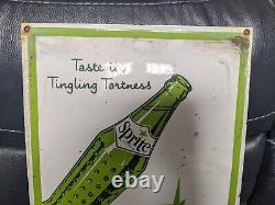 Vintage Sprite Porcelain Metal Gas Station Soda Coca-cola Sign 13 X 16