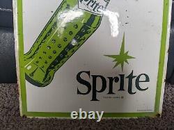 Vintage Sprite Porcelain Metal Gas Station Soda Coca-cola Sign 13 X 16