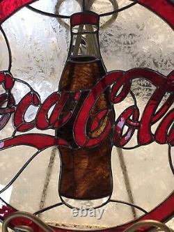 Vintage Style Coca Cola Beautiful Handcrafted Stained Glass 13 Inch Round Sign