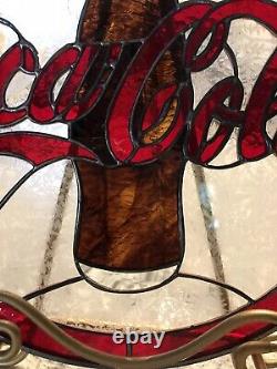 Vintage Style Coca Cola Beautiful Handcrafted Stained Glass 13 Inch Round Sign