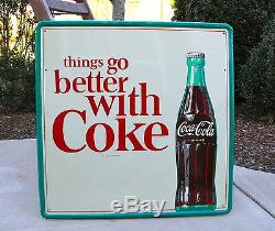 Vintage Things Go Better With Coke Coca Cola Pop Metal Square Sign