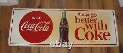 Vintage Things Go Better with Coke Coca Cola Advertising Sign M. C. A 2732 Metal