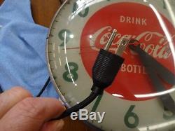 Vintage WORKING Swihart Products COCACOLA Bubble Glass Electric Wall Clock Sign