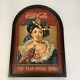Vintage Wooden Coca Cola Lady Sign 32X23 The Year Round Drink