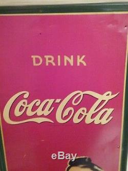 Vintage antique metal coca cola advert sign