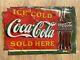 Vintage c. 1930 Coca Cola Sign Ice Cold Sold Here 17 x 26 Soda Pop Gas Station