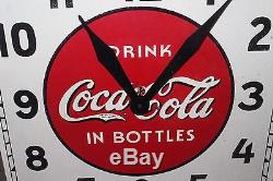 Vintage c. 1939 Drink Coca Cola In Bottles Soda Pop 16 Clock SignVery Nice