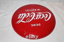 Vintage c. 1950 Drink Coca Cola In Bottles Button Soda Pop 12 Metal Sign