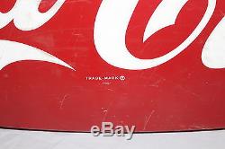 Vintage c. 1960 Coca Cola Fishtail Soda Pop 42 Metal Sign