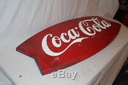 Vintage c. 1960 Coca Cola Fishtail Soda Pop 42 Metal Sign