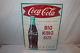 Vintage c. 1960 Coca Cola Fishtail Soda Pop Big King Size Bottle 28 Metal Sign