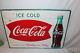 Vintage c. 1960 Coca Cola Fishtail Soda Pop Bottle 28 Metal Sign