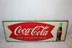 Vintage c. 1960 Coca Cola Fishtail Soda Pop Bottle 32 Metal Sign