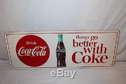 Vintage c. 1960 Coca Cola Soda Pop Bottle 32 Metal Sign