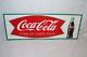 Vintage c. 1960 Drink Coca Cola Fishtail Soda Pop Bottle 32 Metal SignNice