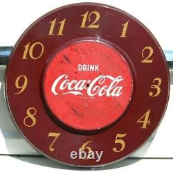 Vintage circa 1952 COCA COLA 18 Round Clock Advertising Sign 1950s Original