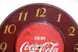 Vintage circa 1952 COCA COLA 18 Round Clock Advertising Sign 1950s Original