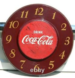 Vintage circa 1952 COCA COLA 18 Round Clock Advertising Sign 1950s Original