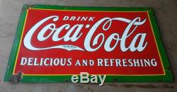 Vintage coca cola porcelain sign double sided very. Nice condition 3x5' 1932