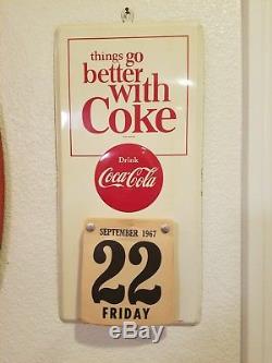 Vintage coca cola tin sign calendar, 1960s, original, with pad