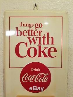 Vintage coca cola tin sign calendar, 1960s, original, with pad